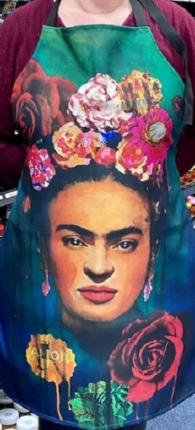 Art apron Frida Kahlo green