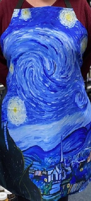 Art apron Starry Night blue