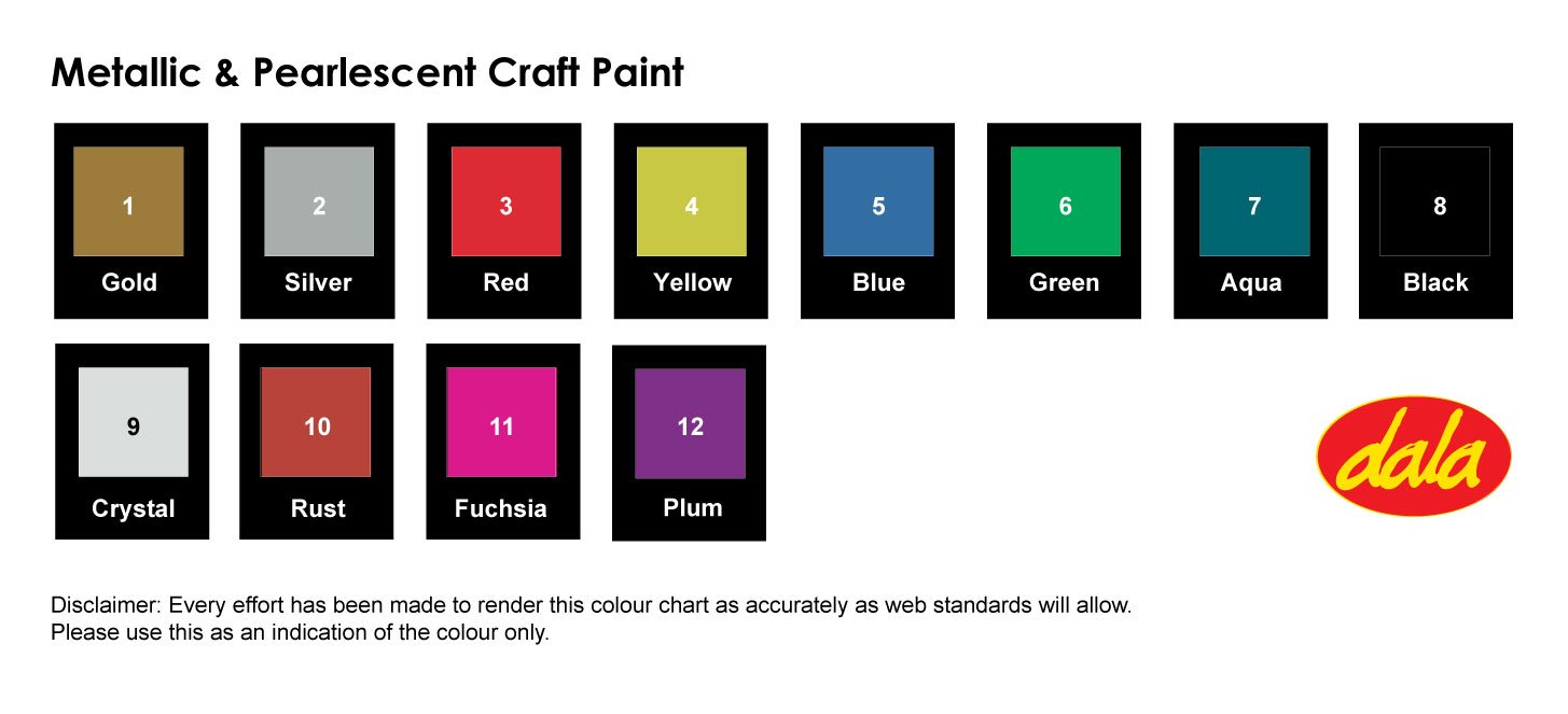 Dala Glitter, pearl, metallic chart