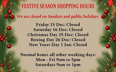 Our Festive Season Shopping Hours